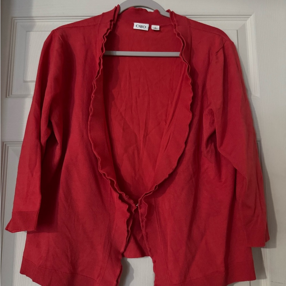 Cato ruffled shrug, size XL, 3/4 sleeve, hook &eye front closure - Picture 1 of 3